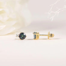 Load image into Gallery viewer, 18k Gold Plated 925 Sterling Silver Round Cut 5mm Sparkling Lab Alexandrite Stud Earrings June Birtstone Earrings - Shop &amp; Buy
