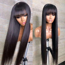 Load image into Gallery viewer, 1b 27 Ombre Blonde Human Hair Wigs With Bang Bone Straight Fringe Wig Human Hair Bob Bangs 4x4 Lace Closure Wig For Women - Shop &amp; Buy
