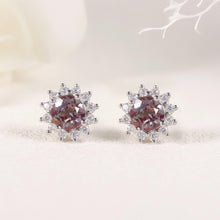 Load image into Gallery viewer, 5mm Round Color Changing Alexandrite Halo Stud Earrings 925 Sterling Silver Earrings For Womens June Birthstone - Shop &amp; Buy

