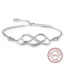 Load image into Gallery viewer, 925 Sterling Silver Bracelets for Women Infinity Bracelet with Cubic Zirconia 8 Shape Chain Bracelet Jewelry Gift - Shop &amp; Buy
