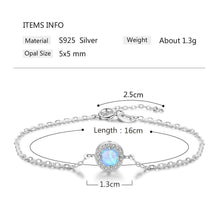 Load image into Gallery viewer, Created Round Blue Opal Stone Bracelets 925 Sterling Silver Chain Bracelets for Women Cubic Zirconia Fine Jewelry - Shop &amp; Buy
