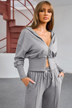Load image into Gallery viewer, Dropped Shoulder Hoodie and Drawstring Pants Active Set - Shop &amp; Buy
