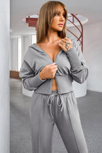 Load image into Gallery viewer, Dropped Shoulder Hoodie and Drawstring Pants Active Set - Shop &amp; Buy
