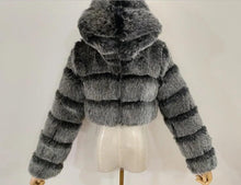 Load image into Gallery viewer, Fashion Autumn Winter High Quality Faux Fox Fur Coat Women Thick Long Sleeve with Cap Slim Short Jackets Furry Outwear Top - Shop &amp; Buy
