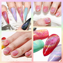 Load image into Gallery viewer, Gel Nail Polish Universal Rainbow 9D Sparkly Cat Eye Gel 10ml Holographic Glitter Polish with Magnet Stick Soak Off UV/LED - Shop &amp; Buy
