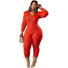 Load image into Gallery viewer, Knitted Jumpsuit Women Plus Size One Piece Outfit Hoodies Zip Up Bodycon Fashion Street Bodysuit New - Shop &amp; Buy
