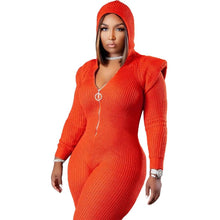 Load image into Gallery viewer, Knitted Jumpsuit Women Plus Size One Piece Outfit Hoodies Zip Up Bodycon Fashion Street Bodysuit New - Shop &amp; Buy
