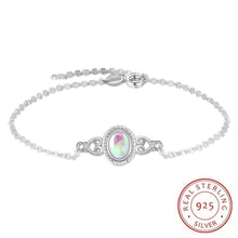 Load image into Gallery viewer, Lucky 925 Sterling Silver Adjustable Chain Bracelet for Women Rainbow Moonstone Bracelets &amp; Bangles Fine Jewelry - Shop &amp; Buy
