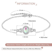 Load image into Gallery viewer, Lucky 925 Sterling Silver Adjustable Chain Bracelet for Women Rainbow Moonstone Bracelets &amp; Bangles Fine Jewelry - Shop &amp; Buy
