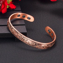 Load image into Gallery viewer, Magnetic Pure Copper Bracelet Femme Benefit 9mm Vintage Flower Energy Magnetic Copper Bracelet Adjustable Bracelet for Women - Shop &amp; Buy
