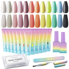 Load image into Gallery viewer, Makartt Glitter Poly Nail Extension Kit, EBEROUGE Set with 12 Color Nail Nude Gray Blue Extension Gel with Base Top Coat Brushes - Shop &amp; Buy
