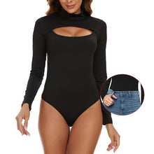 Load image into Gallery viewer, Mock Neck Cutout Front T Shirt Long Sleeve Short Sleeve Bodysuit for Women Clothing Casual Basic Playsuit Tummy Control Shapwear - Shop &amp; Buy
