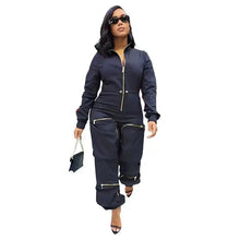 Load image into Gallery viewer, Perl Cargo Big Pocket Jumpsuits for Women Metal Zipper One Piece Overall Autumn Clothing - Shop &amp; Buy

