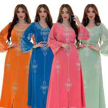 Load image into Gallery viewer, Perl Dubai Fashion Diamond Dress Dress Summer Chiffon Robe Middle Eastern Women Wear - Shop &amp; Buy
