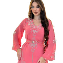 Load image into Gallery viewer, Perl Dubai Fashion Diamond Dress Dress Summer Chiffon Robe Middle Eastern Women Wear - Shop &amp; Buy
