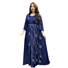 Load image into Gallery viewer, Perl Muslim Abaya Leaf Pattern Ironed Diamond with Diamond Belt Dubai Robe Dress - Shop &amp; Buy

