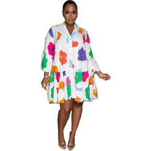 Load image into Gallery viewer, perl O-neck single breated full sleeve loose cake dress for women - Shop &amp; Buy
