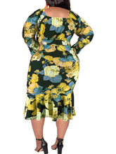 Load image into Gallery viewer, Perl Plus Size All-in Big Floral Full Sleeve Dress Women Autumn Bright Female Clothes - Shop &amp; Buy
