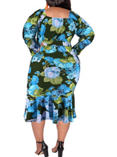Load image into Gallery viewer, Perl Plus Size All-in Big Floral Full Sleeve Dress Women Autumn Bright Female Clothes - Shop &amp; Buy
