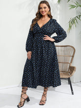 Load image into Gallery viewer, Perl Plus Size Casual Floral All In Full Sleeve High Waist Dress for Women V-neck A-line Maxi Dress Autumn Wear - Shop &amp; Buy
