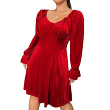 Load image into Gallery viewer, Perl Plus Size Long Sleeved Velvet Tunic Party Dress Women Winter Clothing - Shop &amp; Buy

