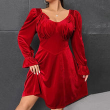 Load image into Gallery viewer, Perl Plus Size Long Sleeved Velvet Tunic Party Dress Women Winter Clothing - Shop &amp; Buy
