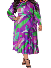 Load image into Gallery viewer, Perl Plus Size Printed Patchwork Full Sleeve Maxi Dresses for Women Oversized Female Autumn Clothing - Shop &amp; Buy
