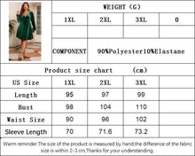Load image into Gallery viewer, Perl Plus Size Vintage and Green Velvet Full Sleeve High Waist Dress for Women V-neck Warm Autum Wear - Shop &amp; Buy
