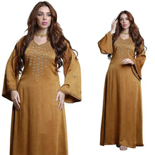 Load image into Gallery viewer, Perl Straddle New Dress Flared Sleeve Diamond V-neck Gown Muslim Fashion Clothing - Shop &amp; Buy

