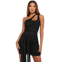 Load image into Gallery viewer, Perl Women Summer New Fashion Personality Slim-fit Lace-up One-shoulder Solid Color Dress Bodycon Mini Dresses - Shop &amp; Buy
