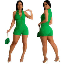 Load image into Gallery viewer, Perl Zipper Sleeveless Rompers and Jumpsuits for Women Popcorn Bodycon One Piece Overall Playsuits - Shop &amp; Buy

