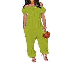 Load image into Gallery viewer, Plus Size Jumpsuit Women Elegance Off Shoulder Solid Short Sleeve Loose Overalls One Piece Outfits - Shop &amp; Buy

