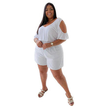Load image into Gallery viewer, Plus Size Jumpsuit Women Wholesale Playsuit Solid V Neck Wide Leg Casual Streetwear Summer Rompers One Piece Outfit - Shop &amp; Buy
