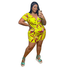 Load image into Gallery viewer, Plus Size Playsuit Summer Jumpsuit Women Solid V Neck Wide Leg Casual Streetwear Rompers One Piece Outfit - Shop &amp; Buy
