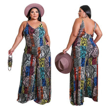 Load image into Gallery viewer, Plus Size Women Tank Jumpsuit 4xl Print Trousers Wide Leg Casua Summer Holiday One Piece Bodysuit - Shop &amp; Buy
