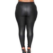 Load image into Gallery viewer, PU Two Piece Plus Size Women Pants Sets Fashion Streetwear Half Sleeve Black Tshirt Elastic Waist Pants - Shop &amp; Buy
