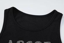 Load image into Gallery viewer, Rhinestones Letters Ribbed Camisole Vest Spring Summer Women Birthday Party Clubwear - Shop &amp; Buy
