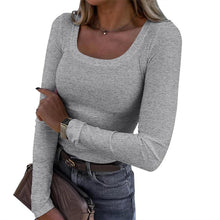 Load image into Gallery viewer, Ribbed Knit Shirts Slight Strech Fall Shirt Top Women Long Sleeve Top Solid Color Cotton Blended Daily Outfit Streetwear Suit - Shop &amp; Buy
