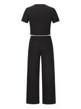 Load image into Gallery viewer, Round Neck Short Sleeve Top and Pocketed Pants Set - Shop &amp; Buy
