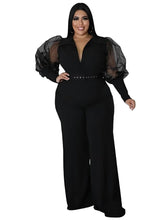 Load image into Gallery viewer, Wmstar Jumpsuit Plus Size Women Clothes V Neck with Belt Single Mesh Sleeve Elegant Bodysuit Office Lady - Shop &amp; Buy
