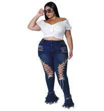 Load image into Gallery viewer, Wmstar Plus Size Flared Jeans Women Bandage High Waist Tassel Hole Denim Ripped Bottom Stretch New Pants - Shop &amp; Buy
