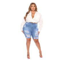 Load image into Gallery viewer, Wmstar Plus Size Jeans Shorts Women Bodycon Stretch Solid Pockets High Waist Fashion Streetwear - Shop &amp; Buy
