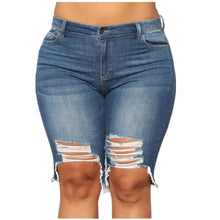 Load image into Gallery viewer, Wmstar Plus Size Jeans Shorts Women Bodycon Super Stretch Knee Length High Waist Fashion Streetwear - Shop &amp; Buy
