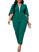 Load image into Gallery viewer, Wmstar Plus Size Romper Women Solid Flared Half Sleeve V Neck Leggings Office Lady Jumpsuit Without Belt - Shop &amp; Buy

