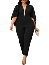 Load image into Gallery viewer, Wmstar Plus Size Romper Women Solid Flared Half Sleeve V Neck Leggings Office Lady Jumpsuit Without Belt - Shop &amp; Buy
