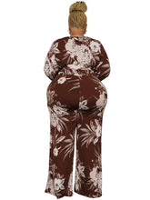 Load image into Gallery viewer, Wmstar Plus Size Romper Women with Belt Flower Print Long Sleeve Wide Leg Office Lady New Fall Jumpsuit - Shop &amp; Buy

