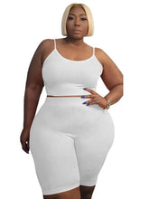 Load image into Gallery viewer, Wmstar Plus Size Shorts Sets Vest Crop Top and Pants Matching Set Casual Cycle Bike Outfits Two Piece Set - Shop &amp; Buy
