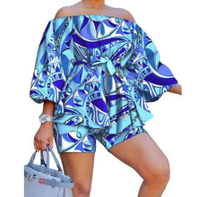 Load image into Gallery viewer, Wmstar plus size Two Piece Set Women Off Shoulder Printed Short Sets Top Pants Sweet Suit Summer - Shop &amp; Buy
