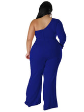 Load image into Gallery viewer, Wmstar Plus Size Women Clothes Jumpsuit Solid Single Sleeve Fashion Sexy Mesh Side Patchwork Romper - Shop &amp; Buy
