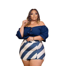 Load image into Gallery viewer, Wmstar Plus Size Women Clothing Mini Skirt Sets Summer Solid Top Print Sweet Matching Two Piece Outfits - Shop &amp; Buy
